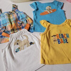 Gymboree Tropical Bloom NWOT 3-6 month Shirts. 0-12 Month Hat NWT Located A20
